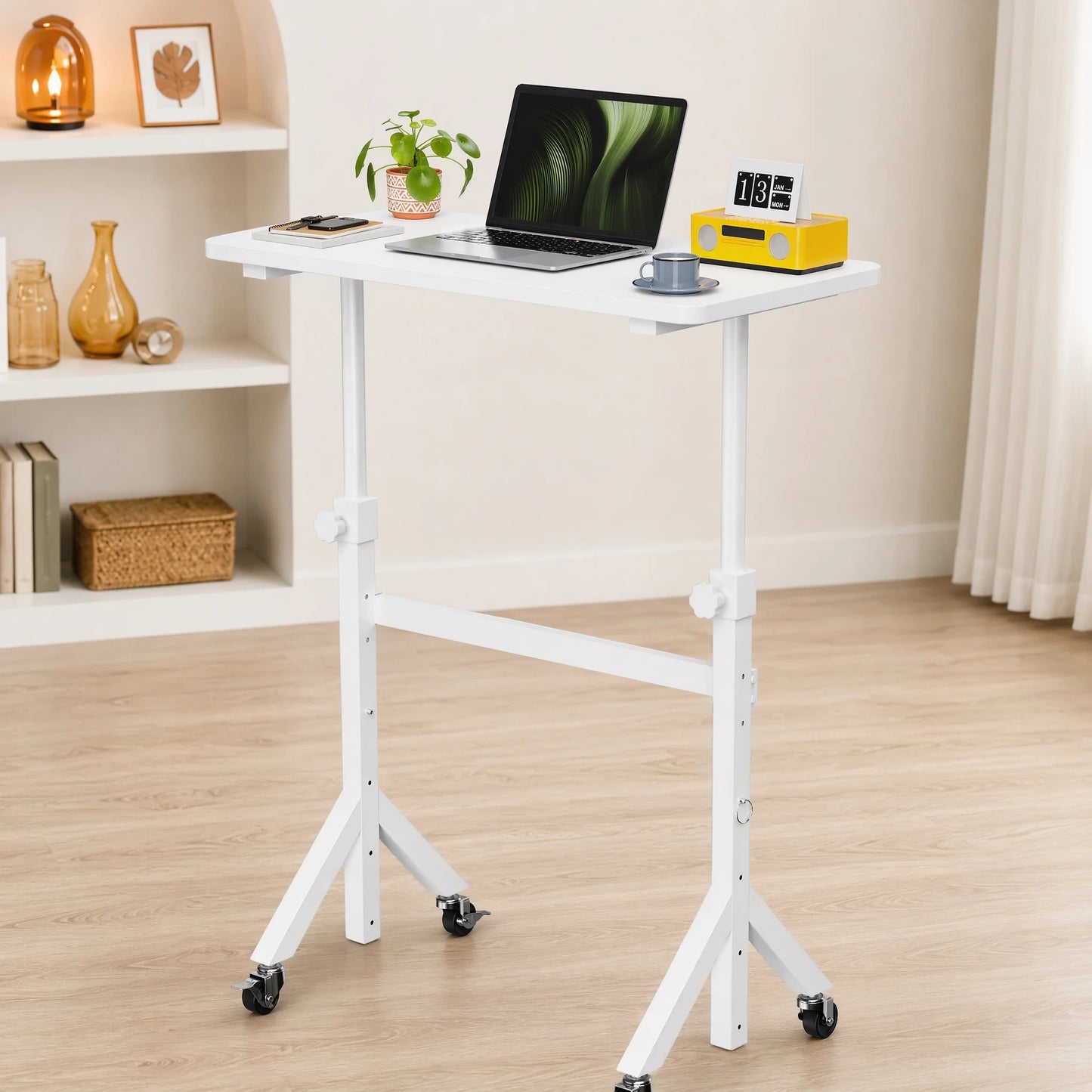 K Kyspho Adjustable Mobile Standing Desk With Wheels