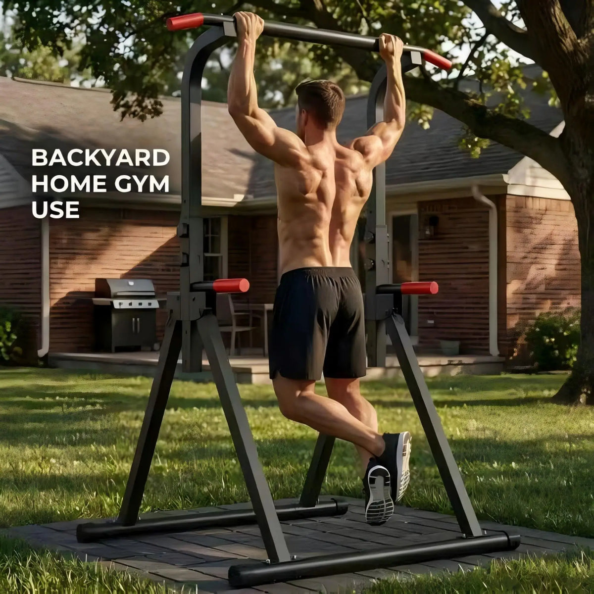 Foldable Multifunctional Power Tower With Adjustable Dip Station