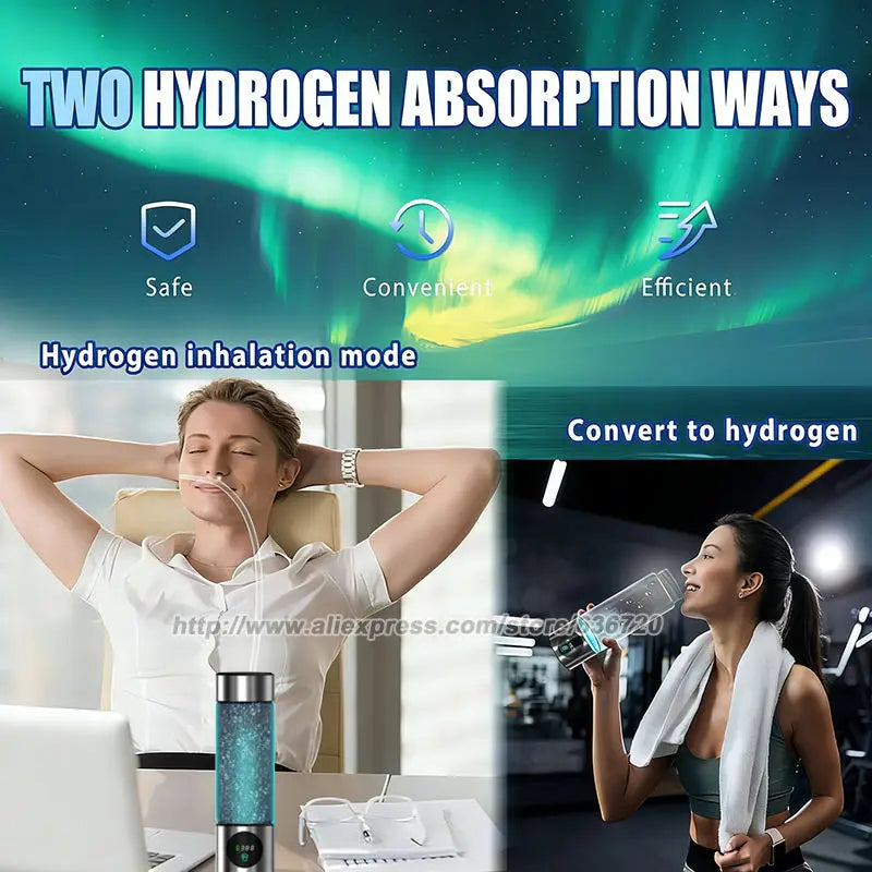 GERWELL Hydrogen Water Bottle With 6000 PPB Concentration SPE PEM Tech