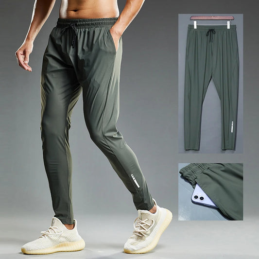 Men Quick Dry Jogging Sweatpants Elastic Fitness Pants