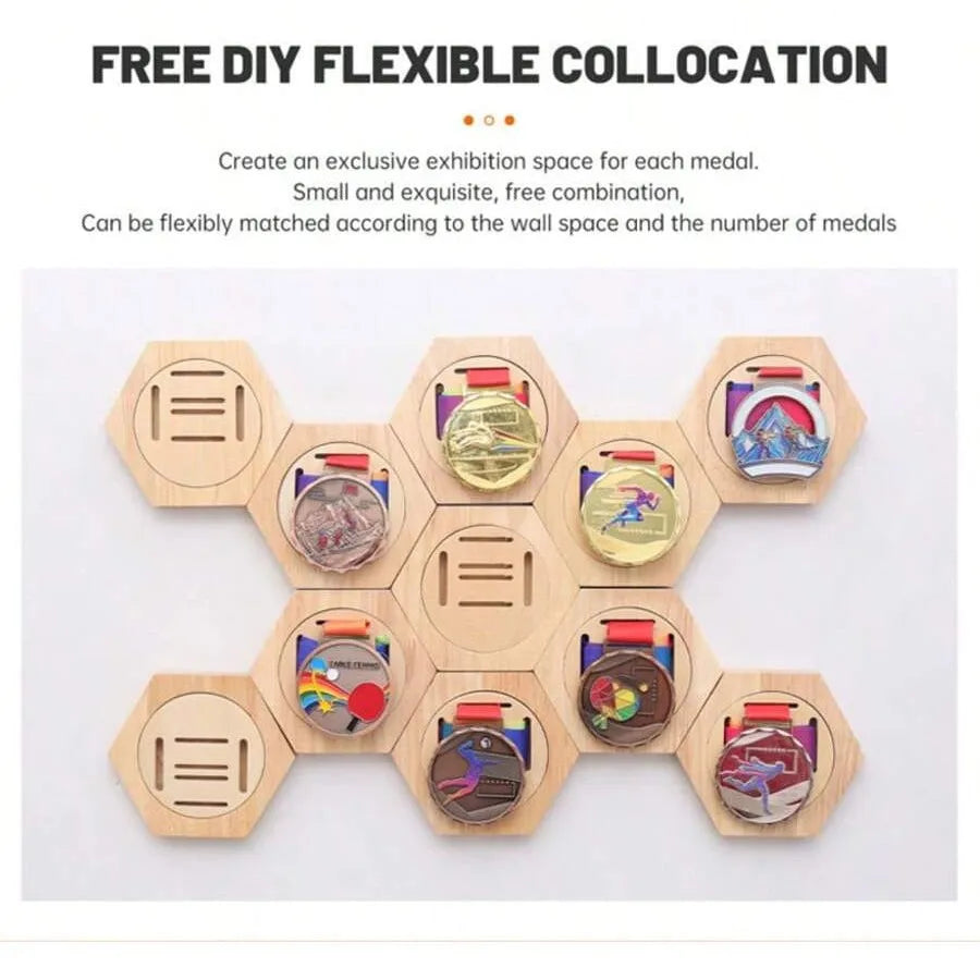 Hexagonal Medal Wall Mounted Display Rack For Home Decoration