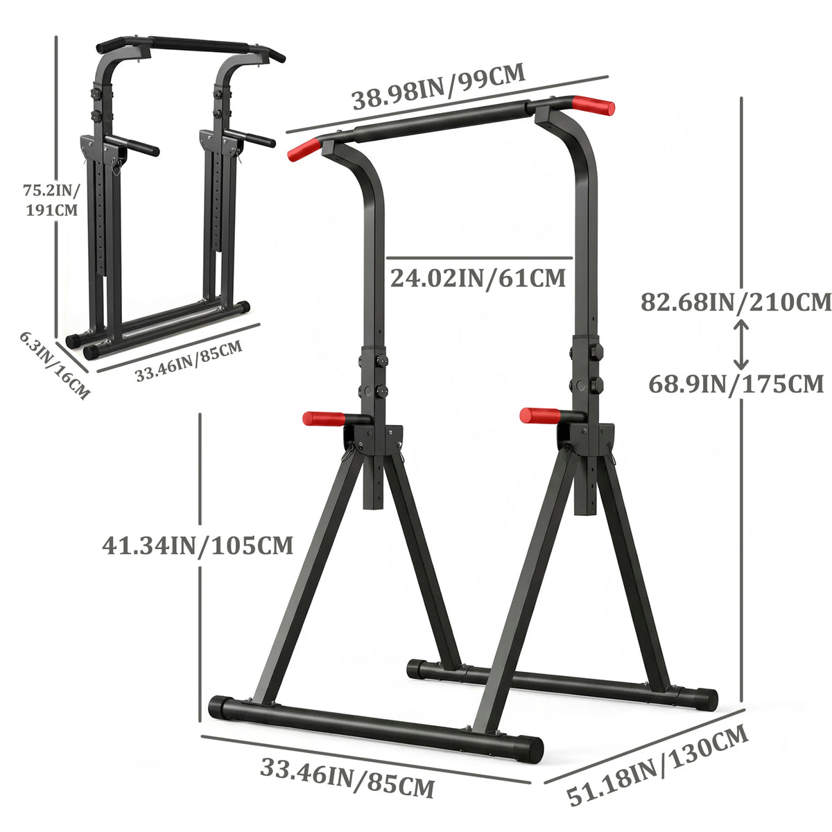 Foldable Multifunctional Power Tower With Adjustable Dip Station