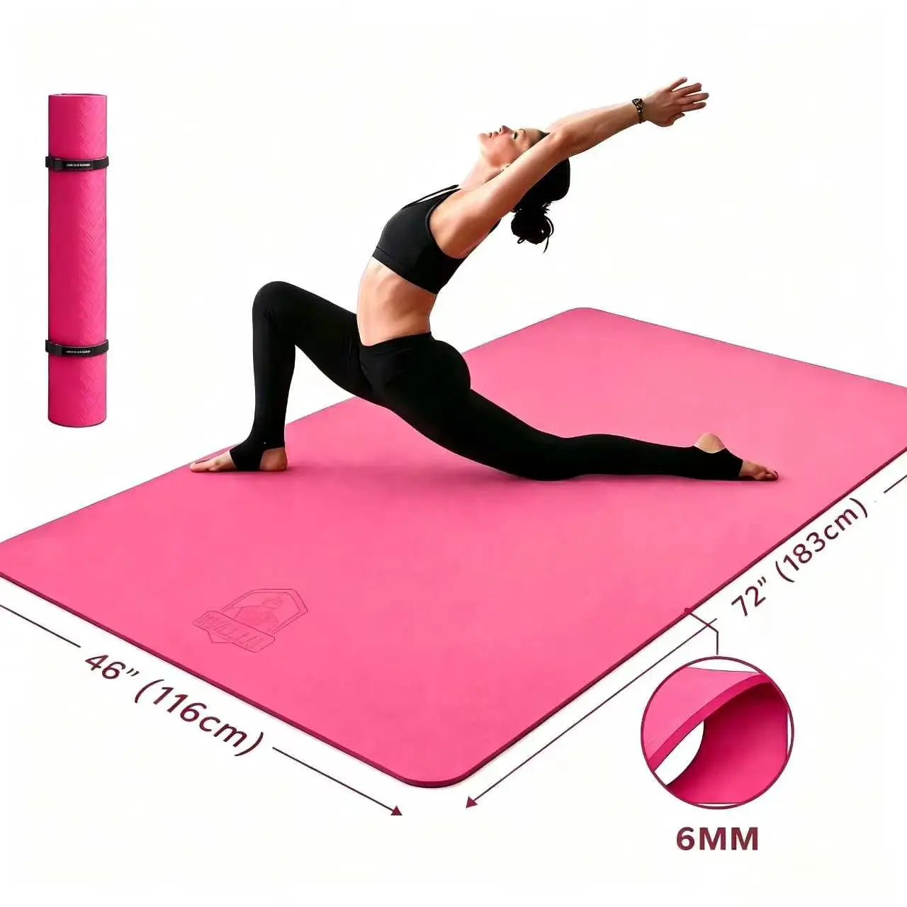 HAPBEAR Large Yoga Mat Non Slip TPE For Gym Workouts