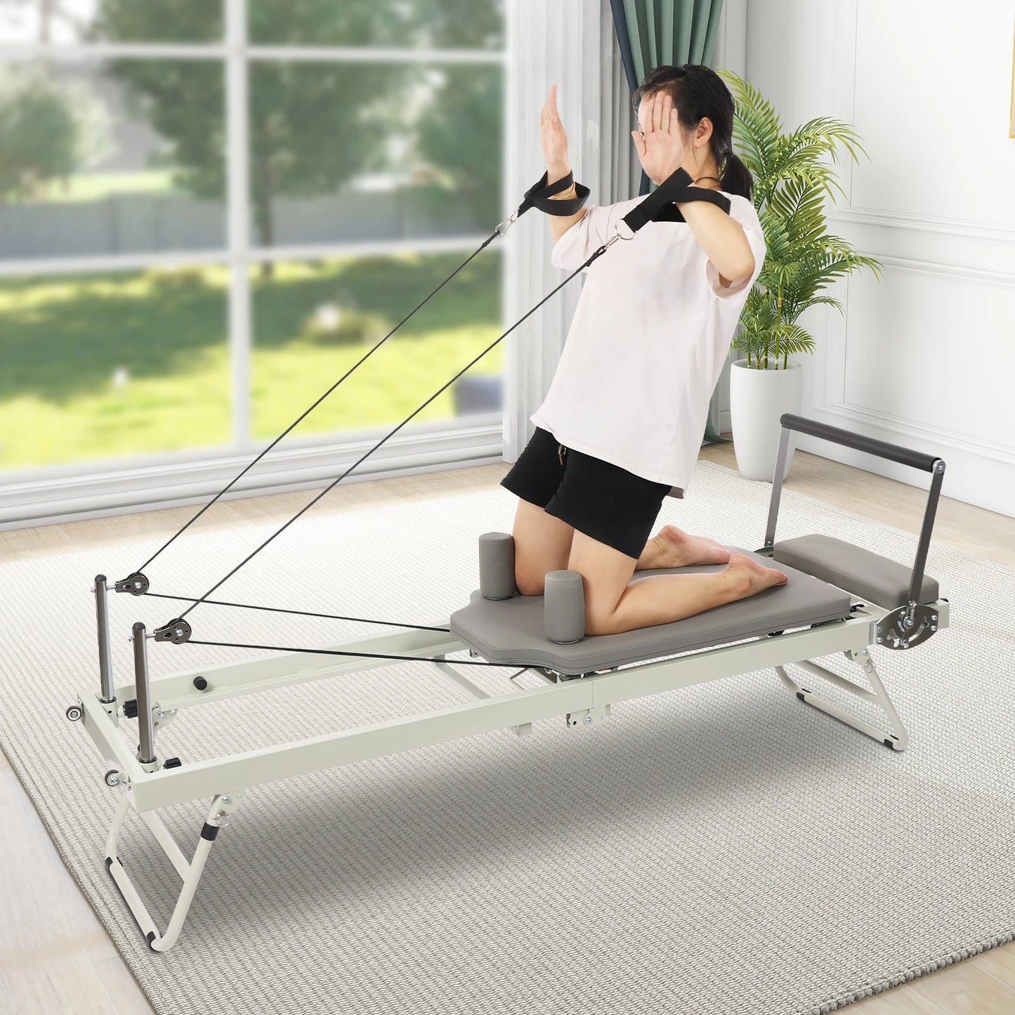 Foldable Pilates Reformer Machine For Home Fitness