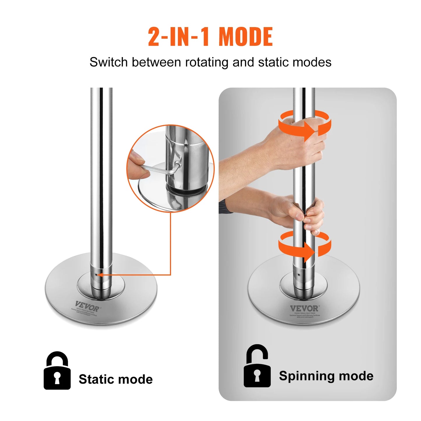 SucceBuy Professional Dancing Pole Kit Portable Removable Stainless Steel