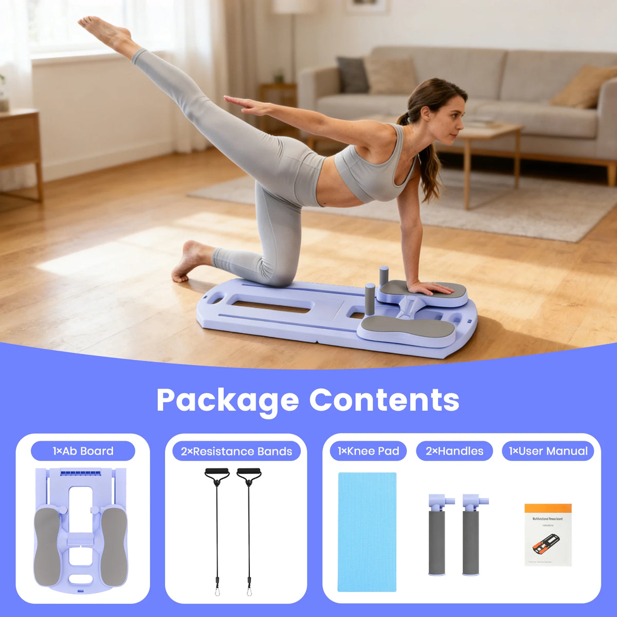 Foldable Pilates Abs Board Multifunctional Core Strength Trainer