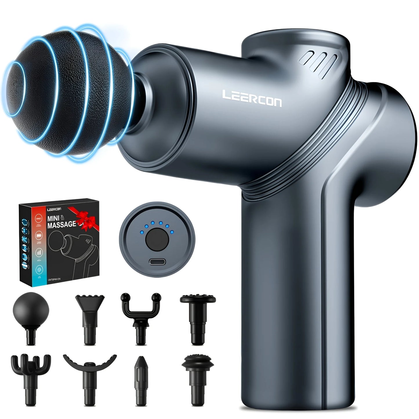 LEERCON Mini Muscle Massage Gun Deep Tissue With Four Heads