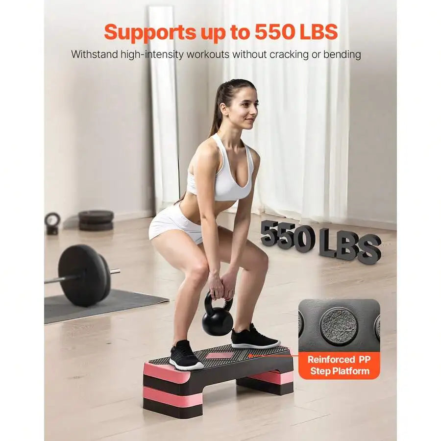 Aerobic Step Platform Height Adjustable Training Deck With Risers