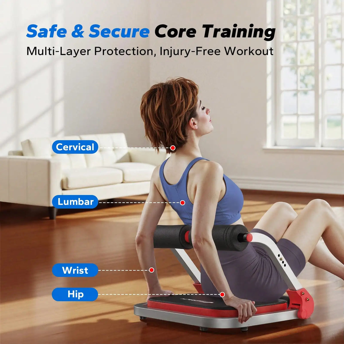 Adjustable Ab Crunch Machine With Automatic Rebound For Home Gym