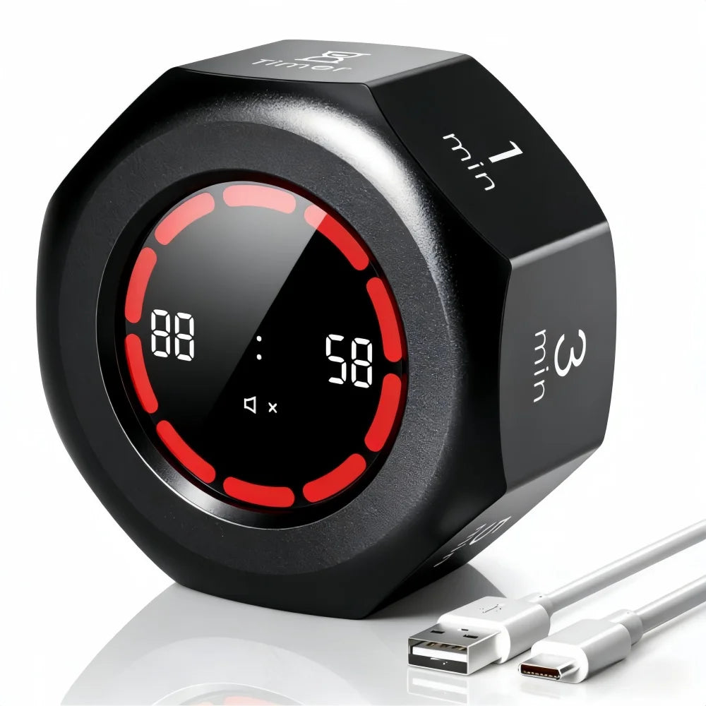 Pomodoro Timer LED Display Silent Eco Friendly Kitchen Timer