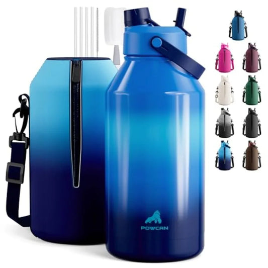 Insulated Water Bottle With 2-In-1 Straw Spout Lid Leakproof BPA-Free