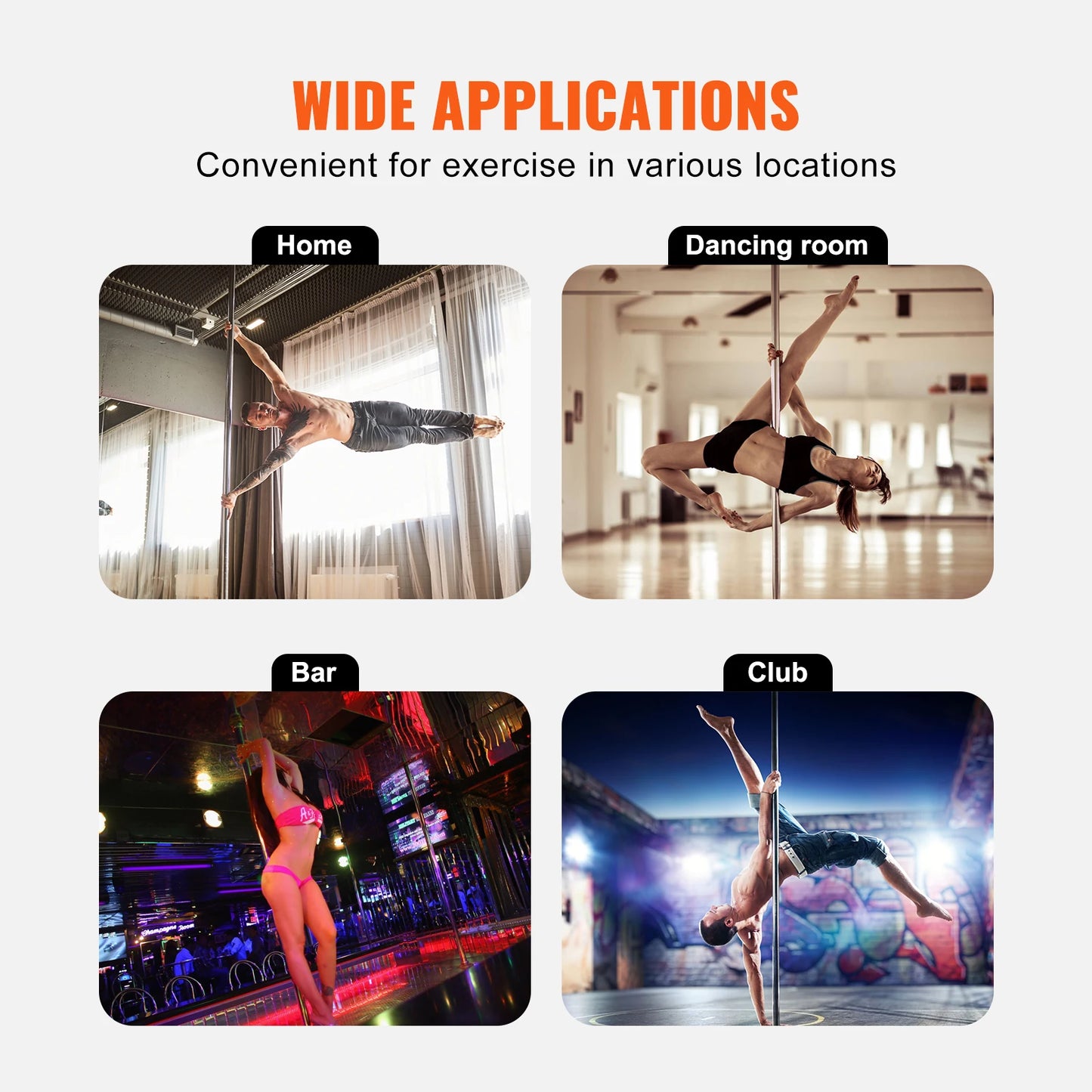 SucceBuy Professional Dancing Pole Kit Portable Removable Stainless Steel