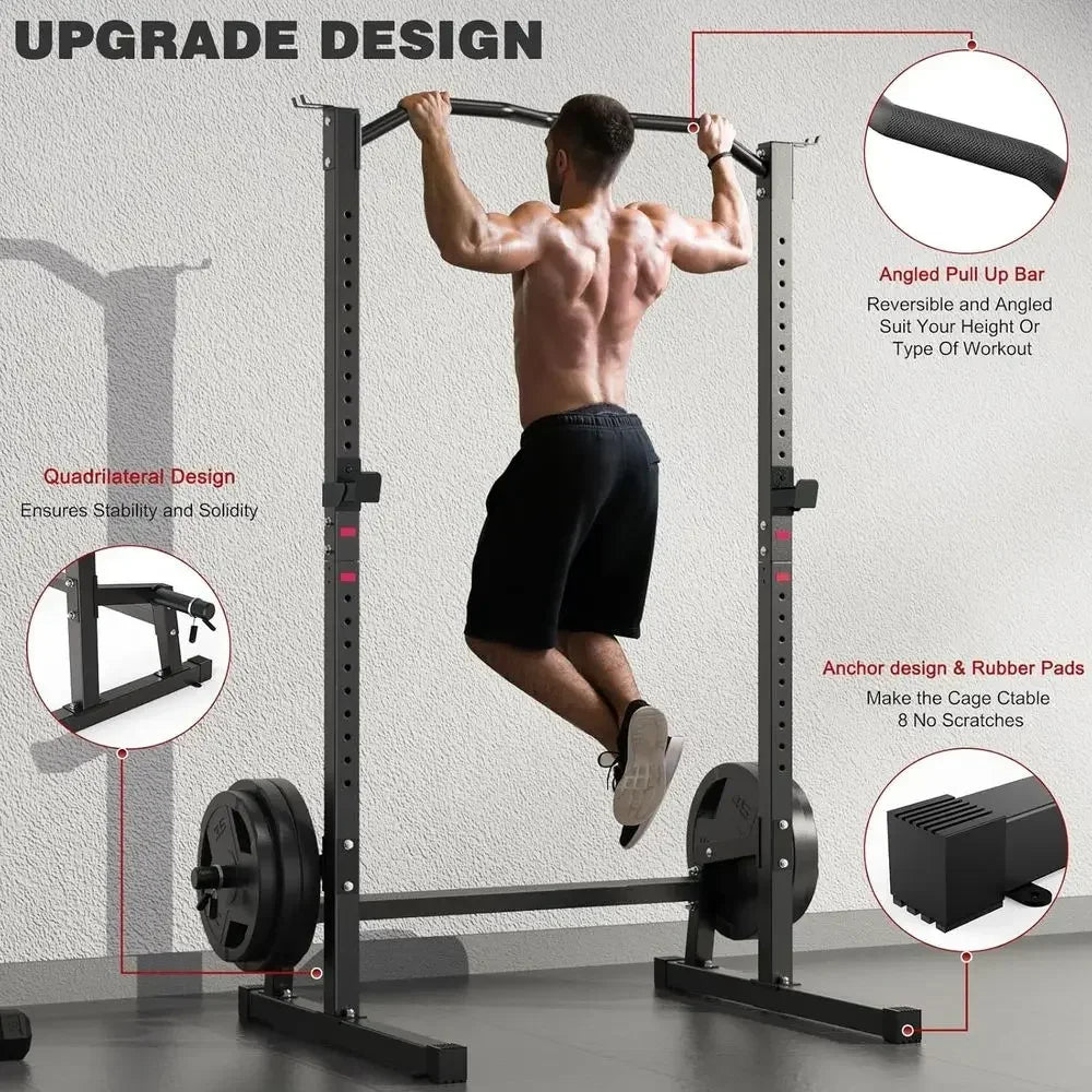 Adjustable Squat Rack And Weight Bench For Strength Training