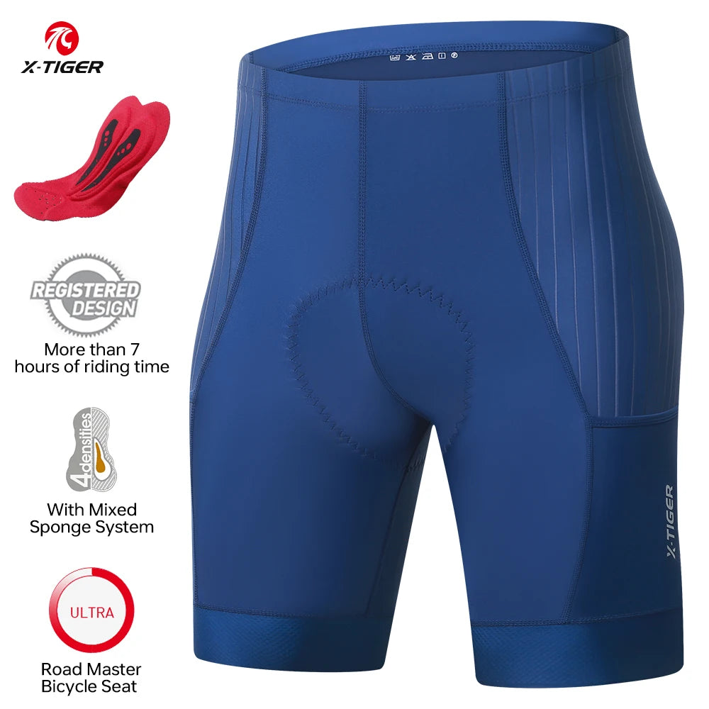 X-TIGER Men's Padded Cycling Shorts With Breathable Pockets For Comfort