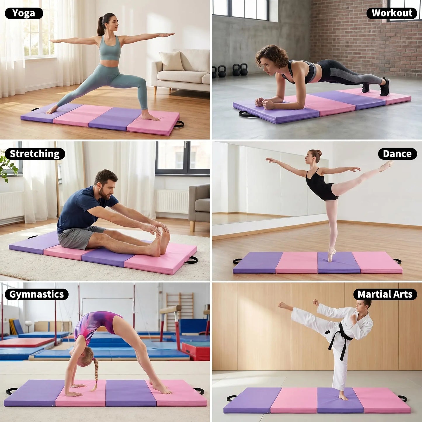 HiMISS Foldable Gymnastics Mat For Home Gym Yoga And Training