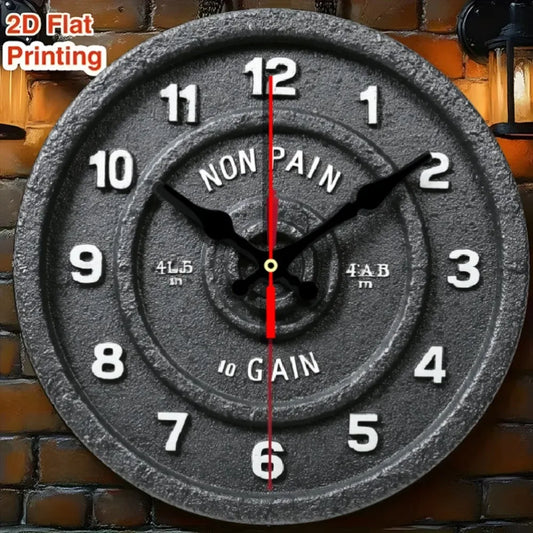 XMSJ Fitness Gym Wall Clock No Pain No Gain WeightPlate