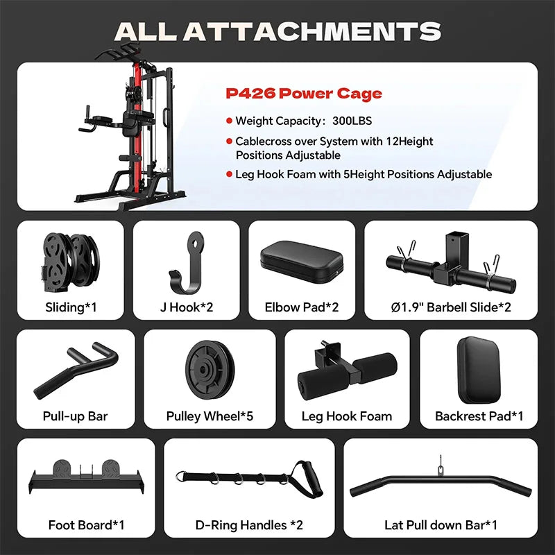 Pooboo Power Tower With Pull Up Bar Dip Station And Cable System