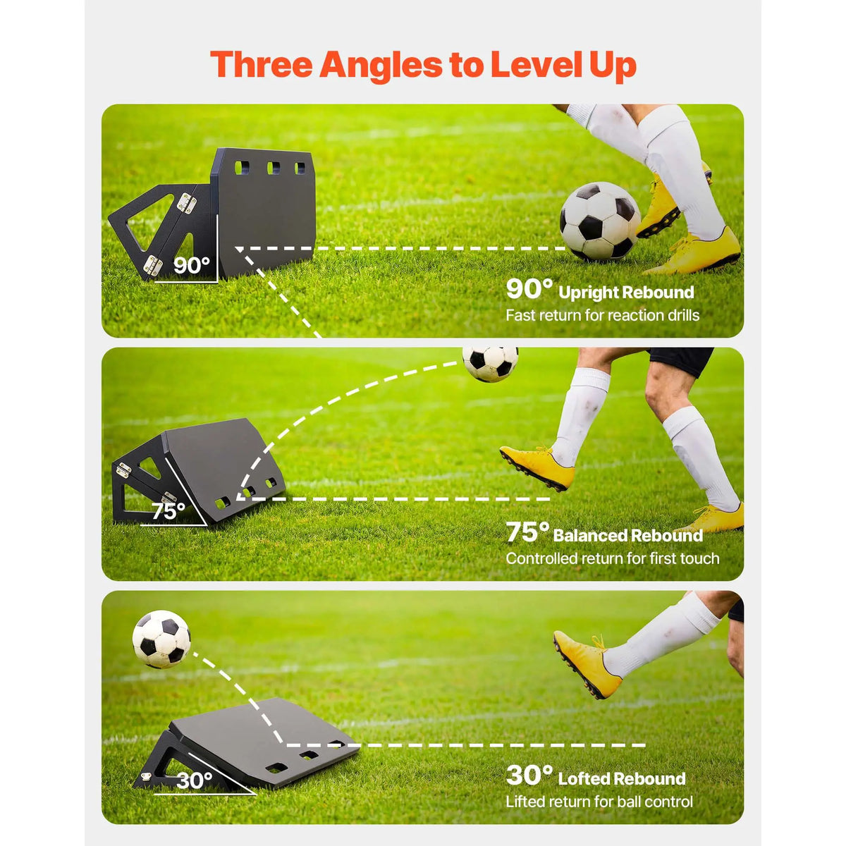Oeny Portable Soccer Rebounder Board With Three Adjustable Training Angles