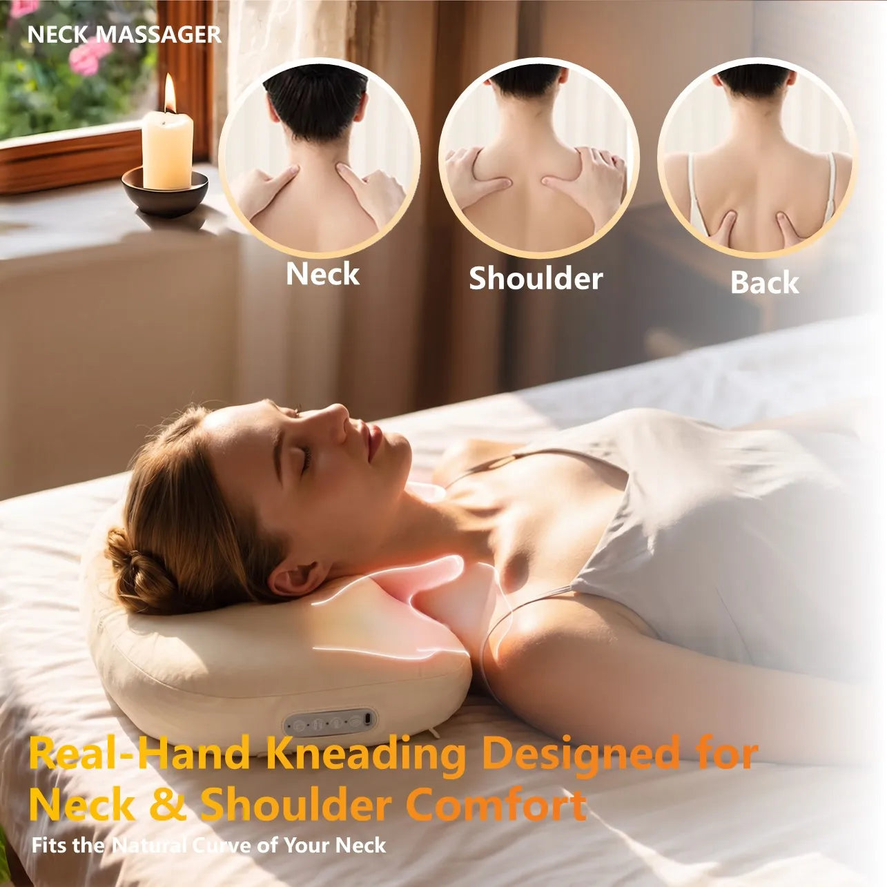 Heyelax Neck Massager Pillow With Heat Shiatsu Cordless