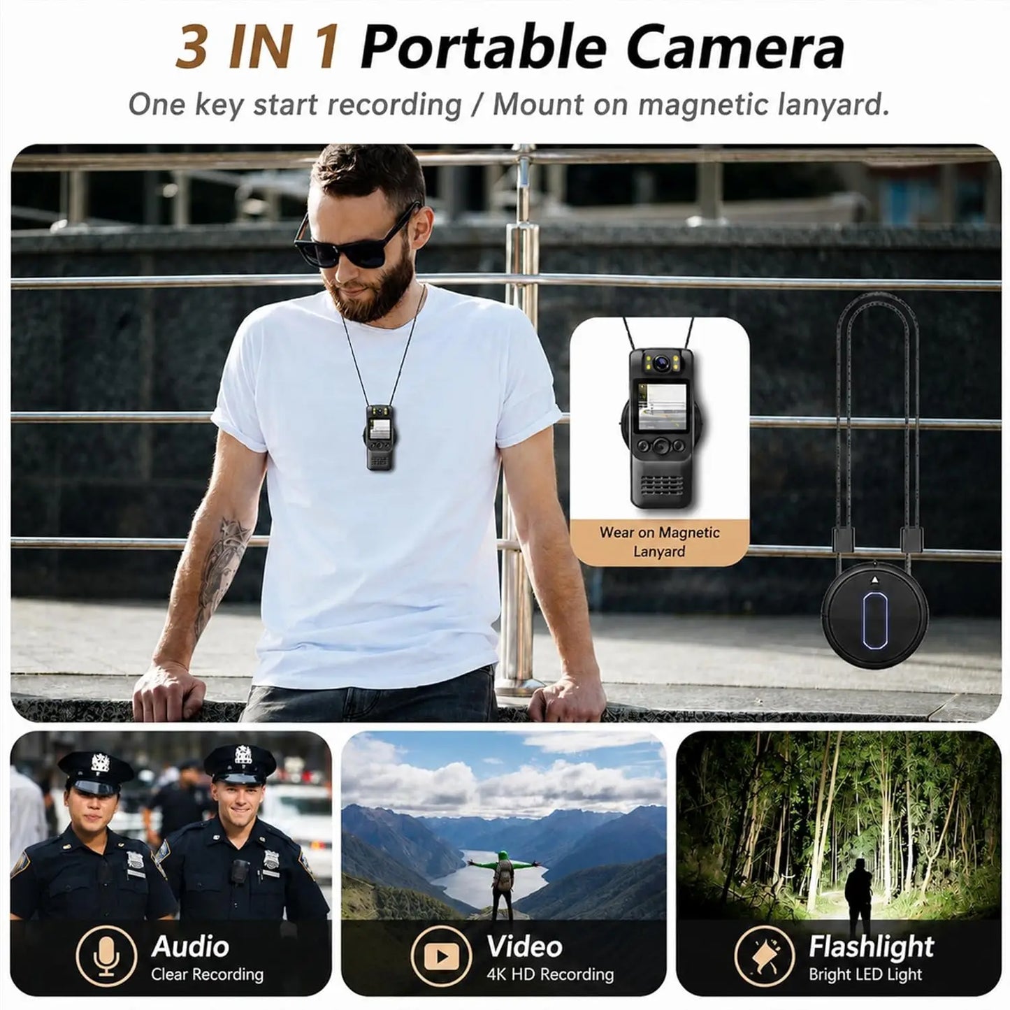 Wearable Mini Body Camera With 128GB Storage And Magnetic Clip Hands Free POV