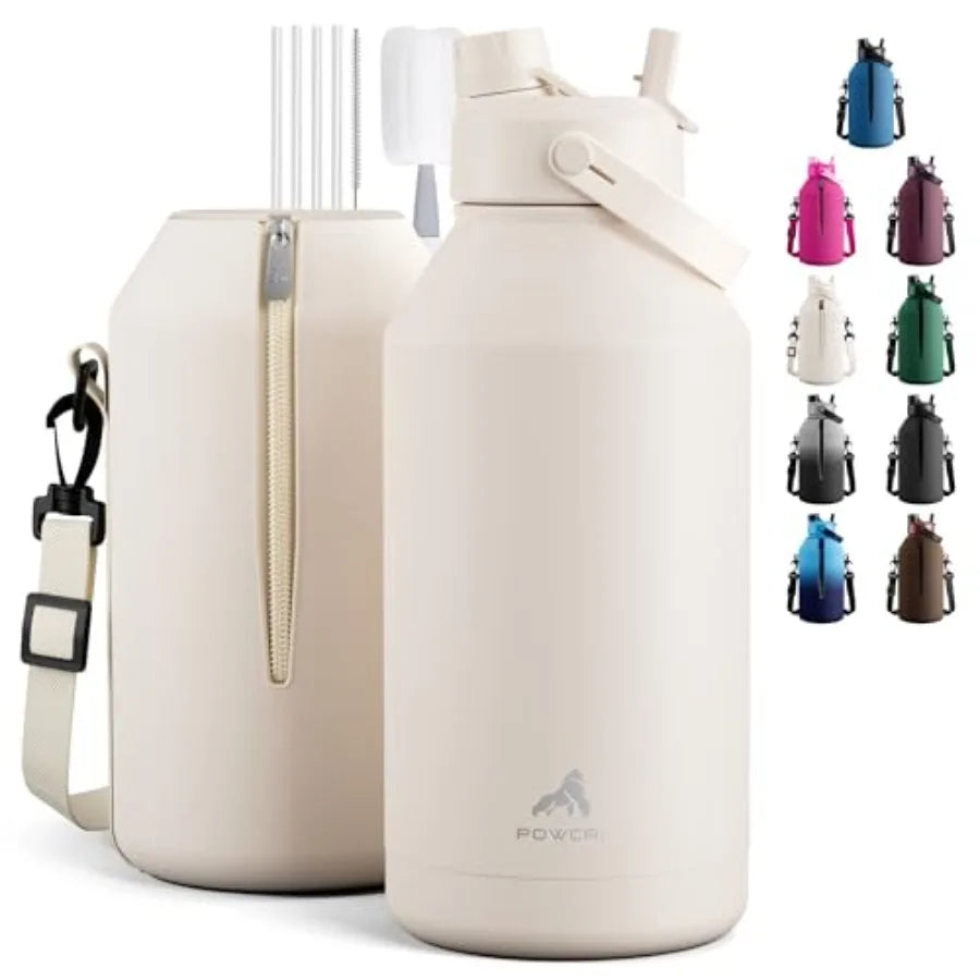Insulated Water Bottle With 2-In-1 Straw Spout Lid Leakproof BPA-Free