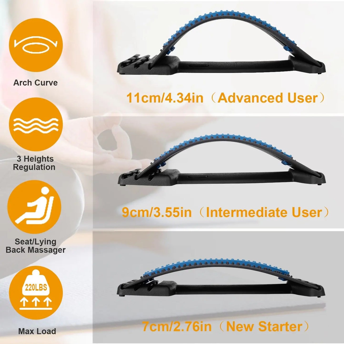 Back Stretcher With 96 Massage Protrusions For Posture Relief