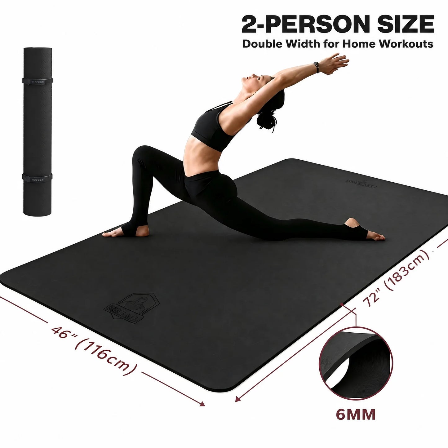 HAPBEAR Large Yoga Mat Non Slip TPE For Gym Workouts