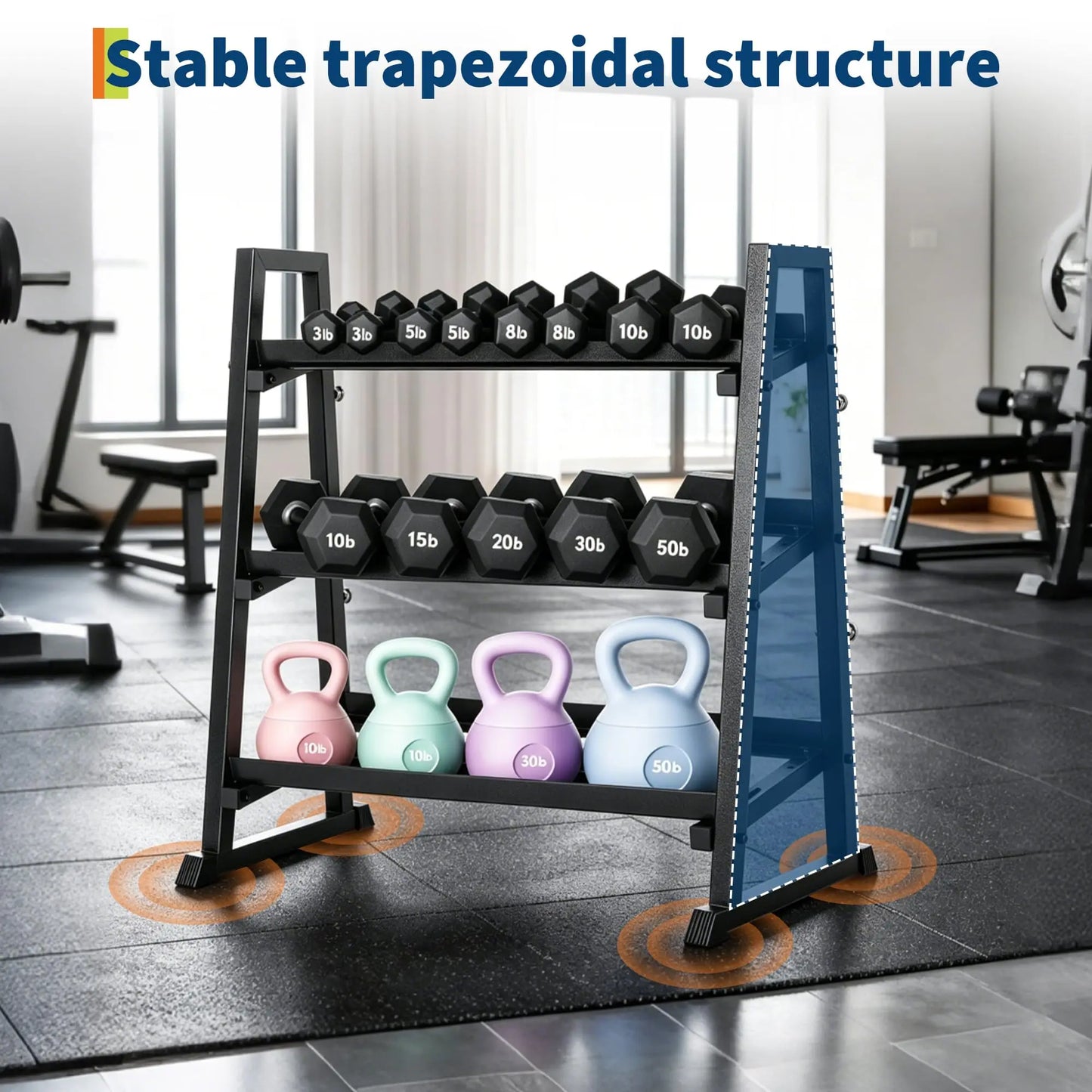 Adjustable 3 Tier Dumbbell Rack 1300LB Capacity For Home Gym