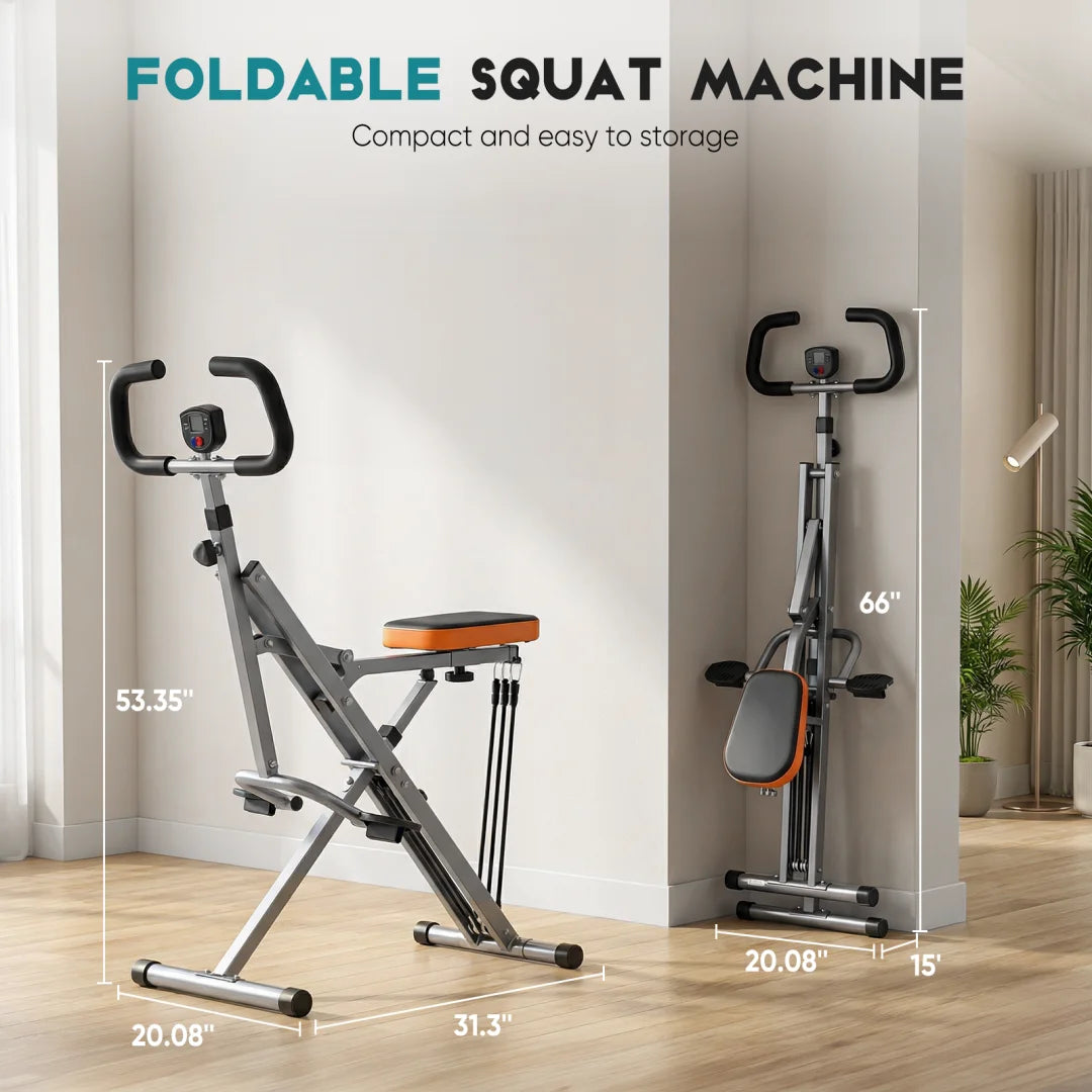 Foldable Squat Machine Adjustable Resistance Lower Body Strength Training Gear