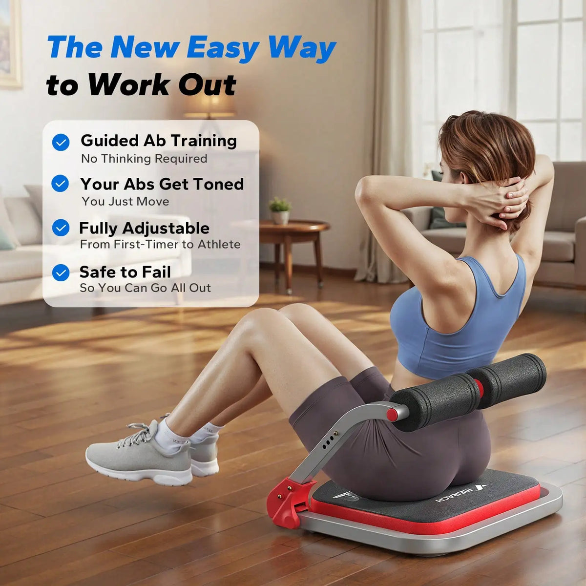 Adjustable Ab Crunch Machine With Automatic Rebound For Home Gym