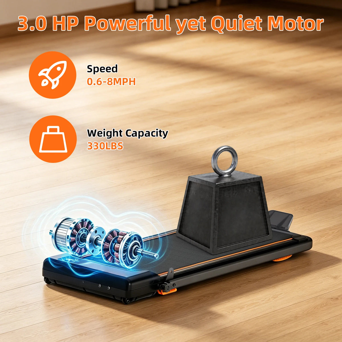 Foldable Electric Treadmill With Manual Incline For Quiet Home Workouts