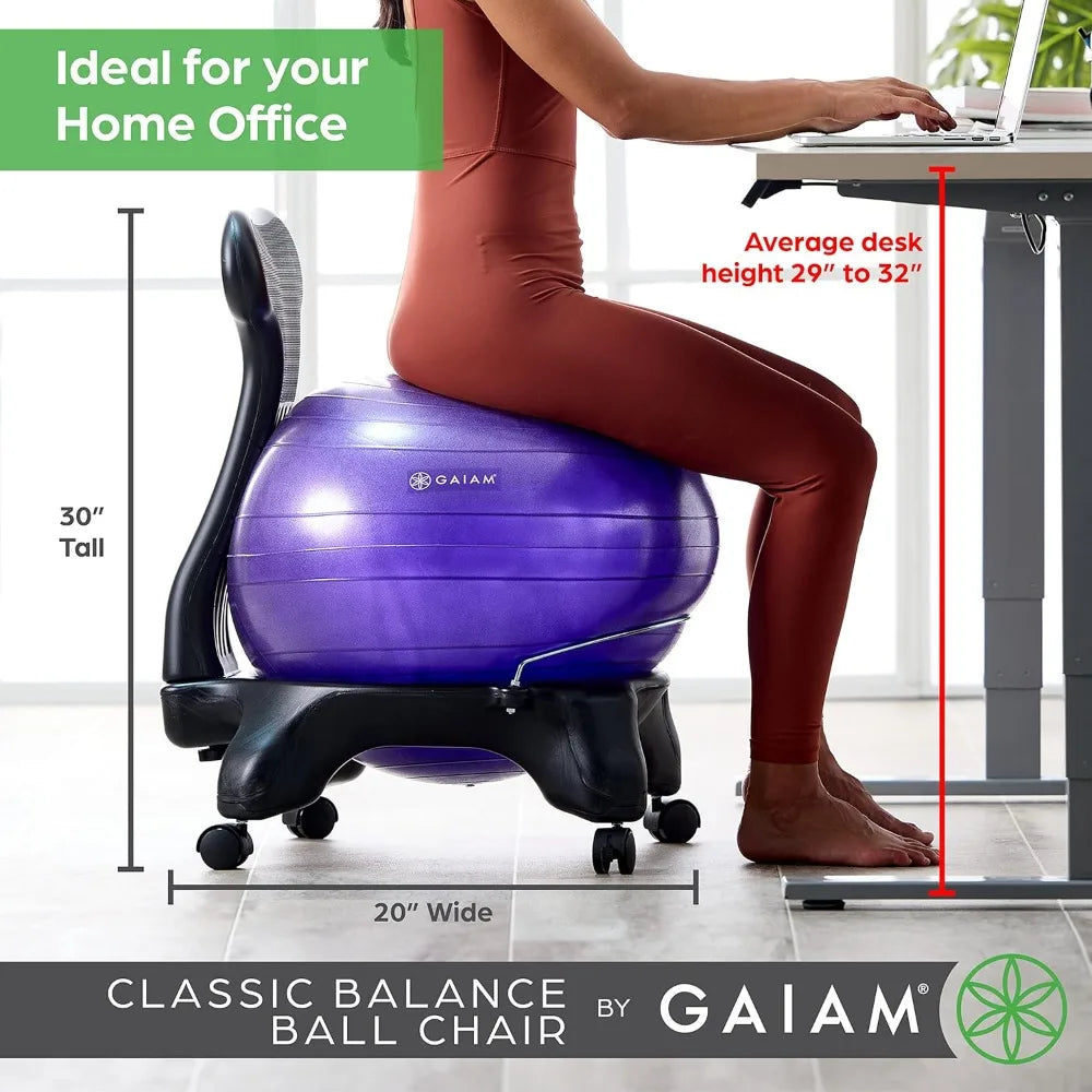 Gaiam Balance Ball Chair Classic Yoga Ball Chair Ergonomic Desk