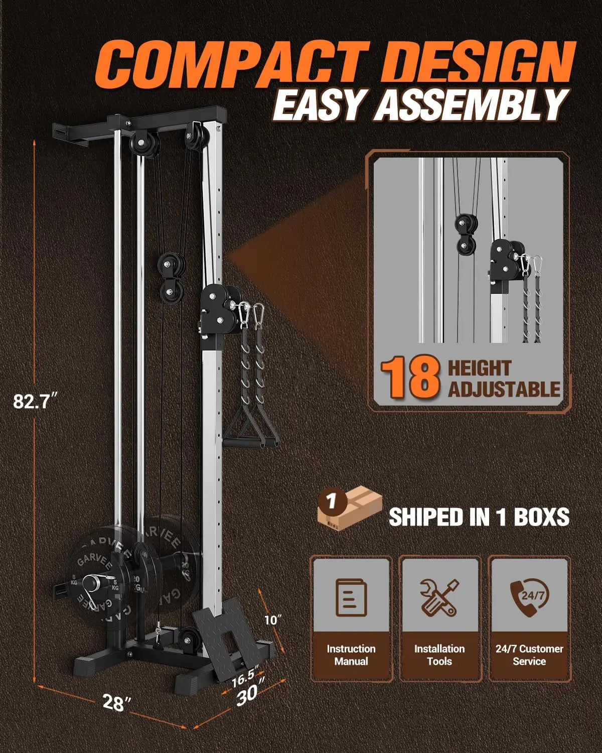 Wall Mount Cable Station Adjustable Dual Pulley Home Gym Trainer