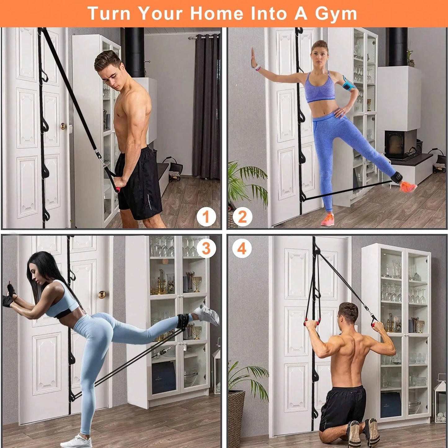 Door Resistance Band No Drilling Required Home Gym Fitness Accessory