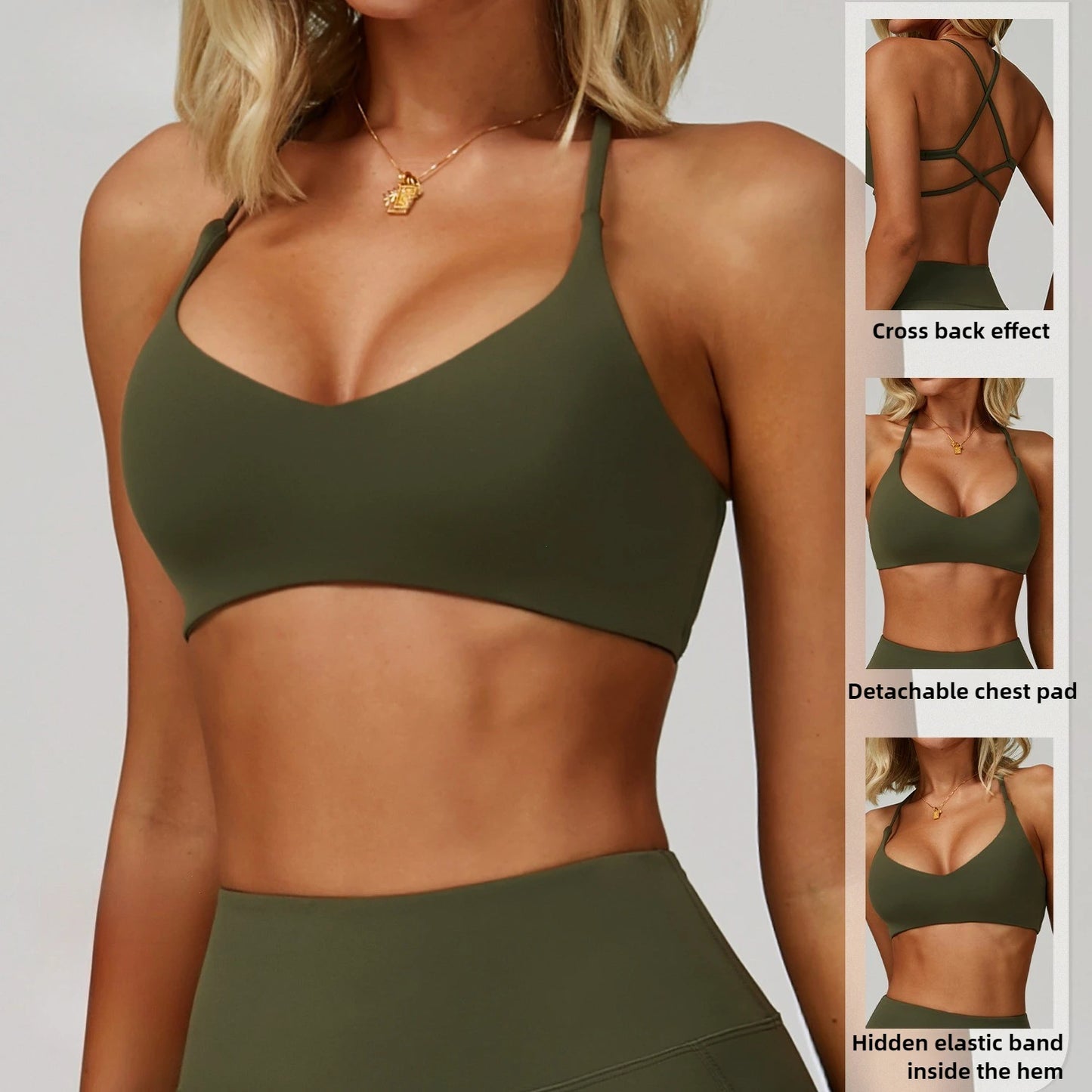 Cross Shoulder Straps Sports Bra Anti Sweat Fitness Top Women Yoga Gym