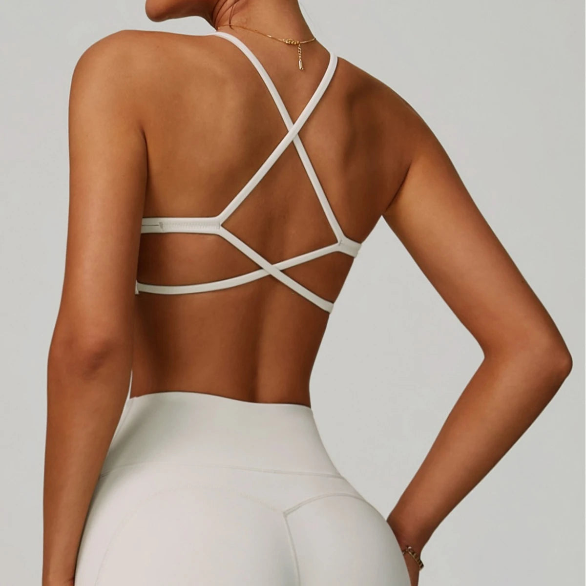 Cross Shoulder Straps Sports Bra Anti Sweat Fitness Top Women Yoga Gym