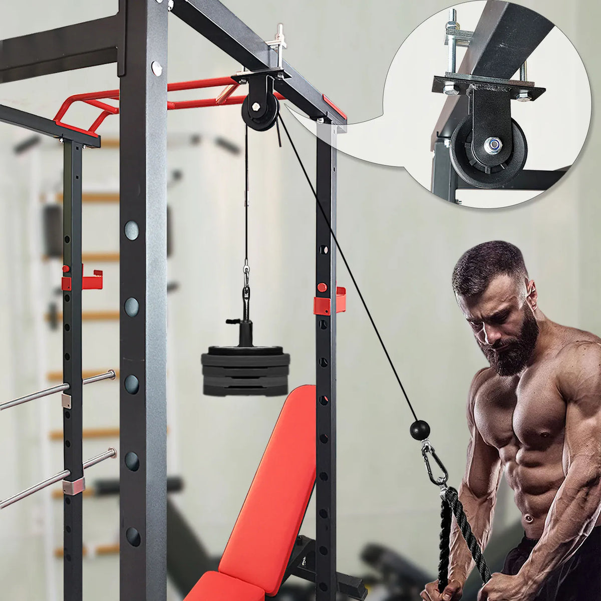 MARSAFIT Cable Pulley System For Home Gym Strength Training