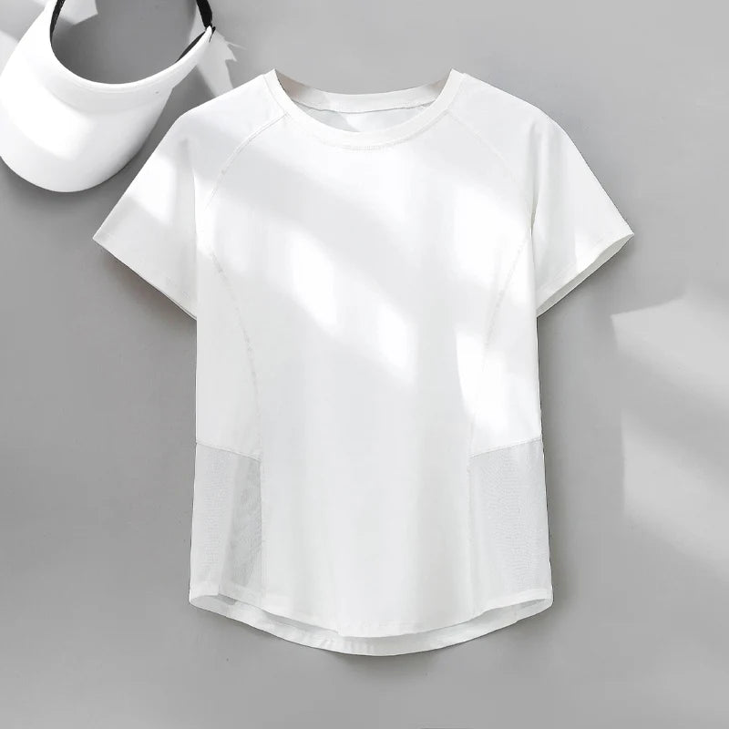 PHIGEER Womens Quick Dry Running T Shirt Mesh Panel Breathable Outdoor