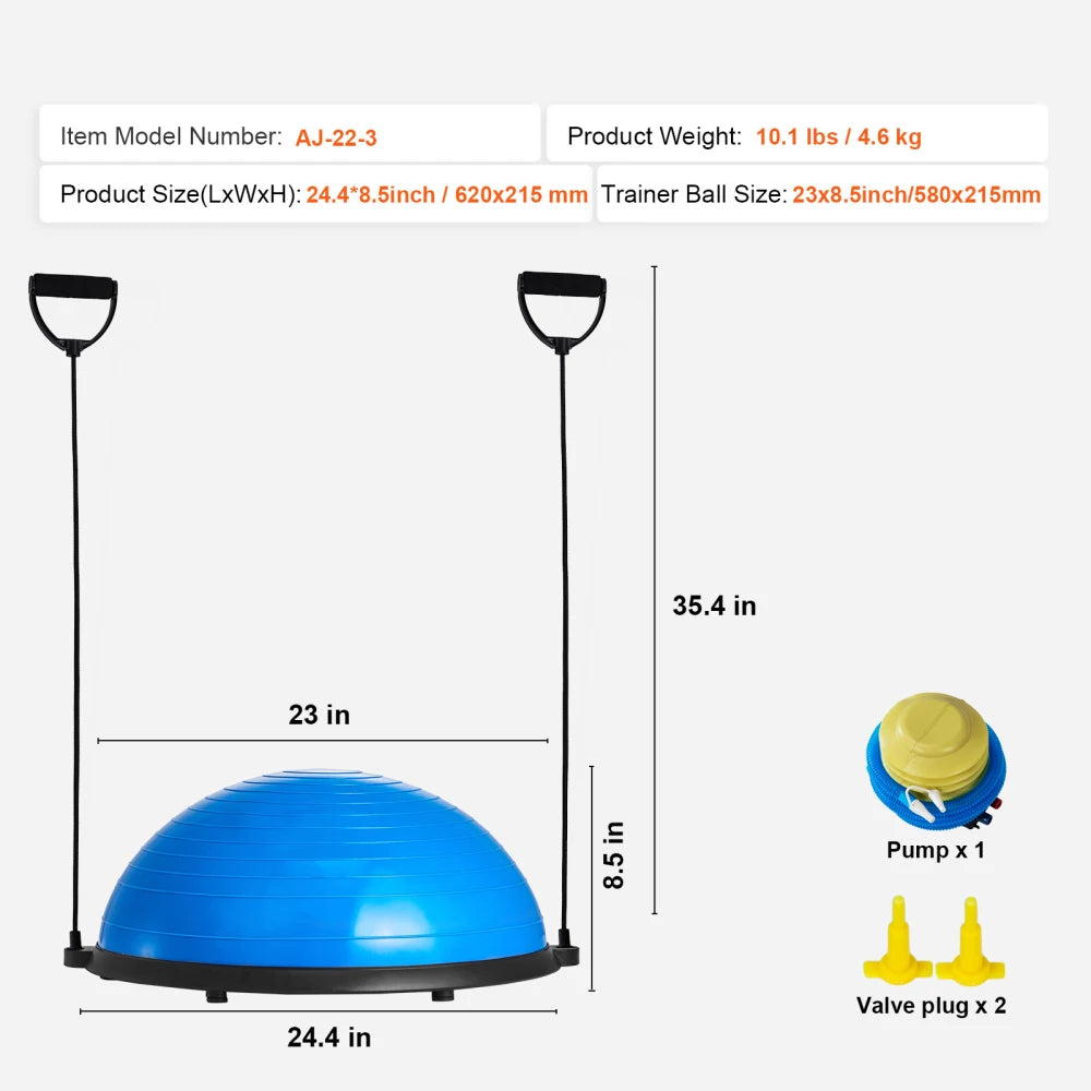 Half Exercise Ball Trainer With Resistance Bands For Body Workout