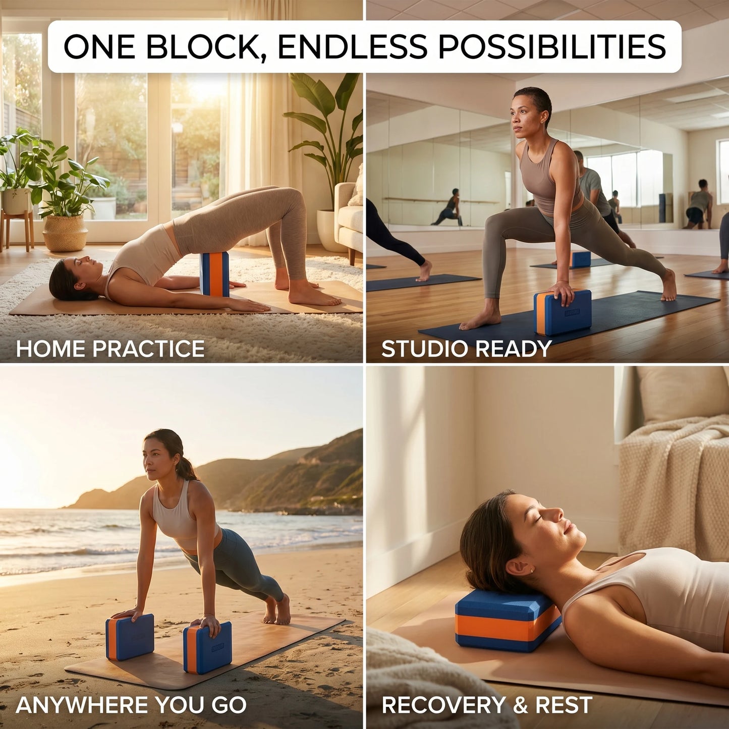 Yoga Blocks 2 Pack Non Slip EVA For Deep Stretching