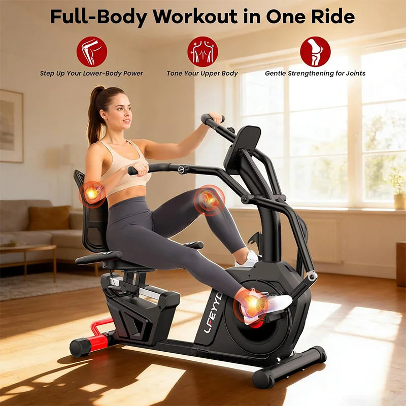 Pooboo Recumbent Exercise Bike With Magnetic Resistance and Bluetooth Display