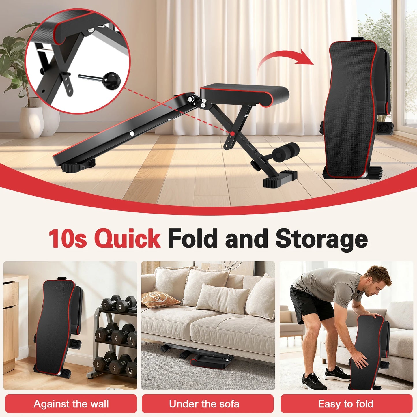 Multifunctional Adjustable Dumbbell Bench Foldable For Home Gym 660LBS Capacity