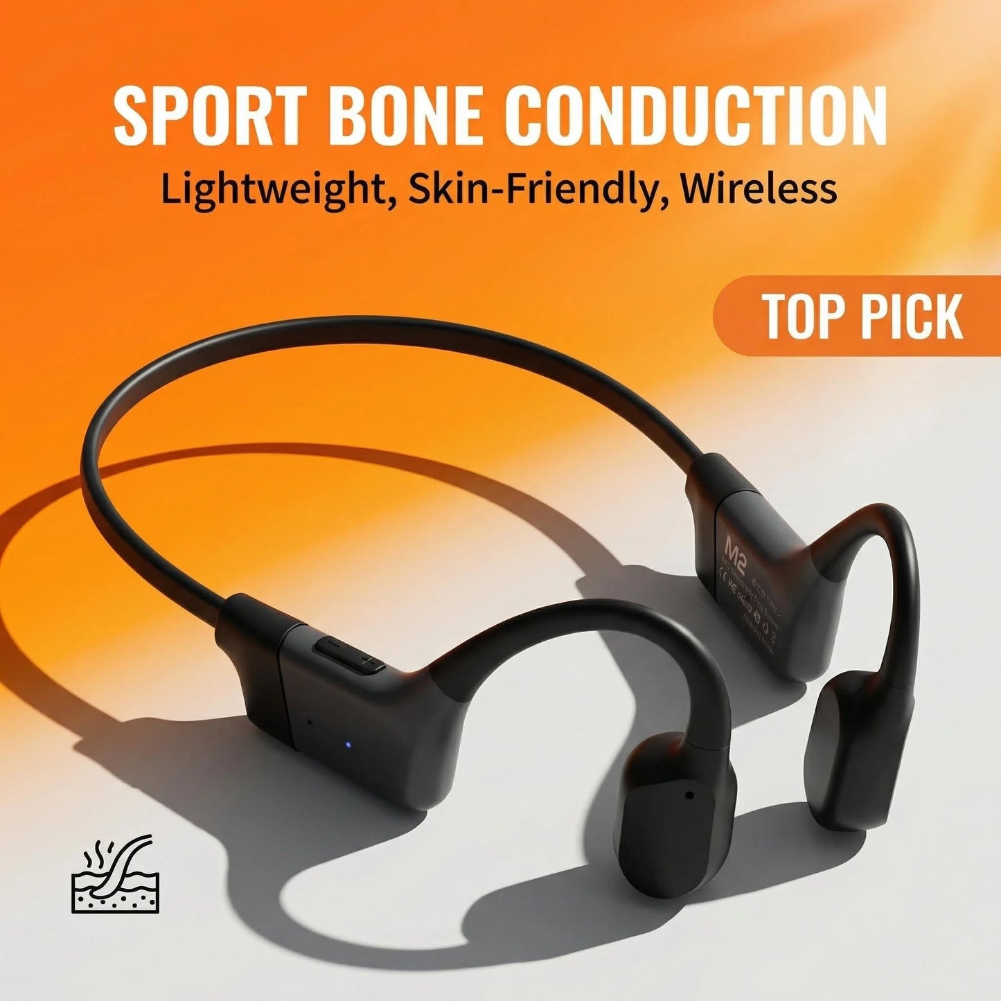 Bluetooth 5.3 Bone Conduction Open-Ear Headphones With ENC Mic 20H Battery