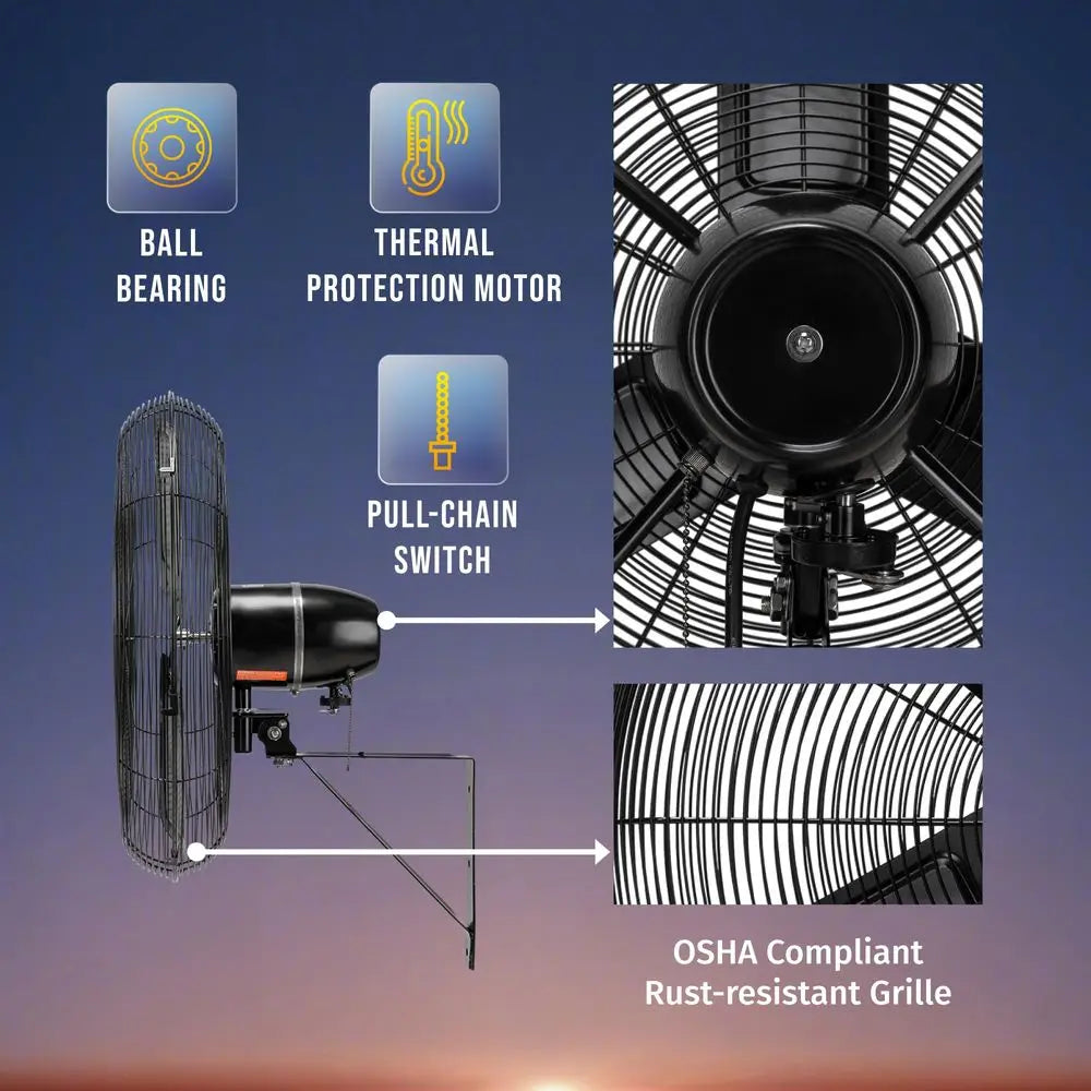 XMSJ IPX4 Water Resistant High Velocity Wall Mount Fan