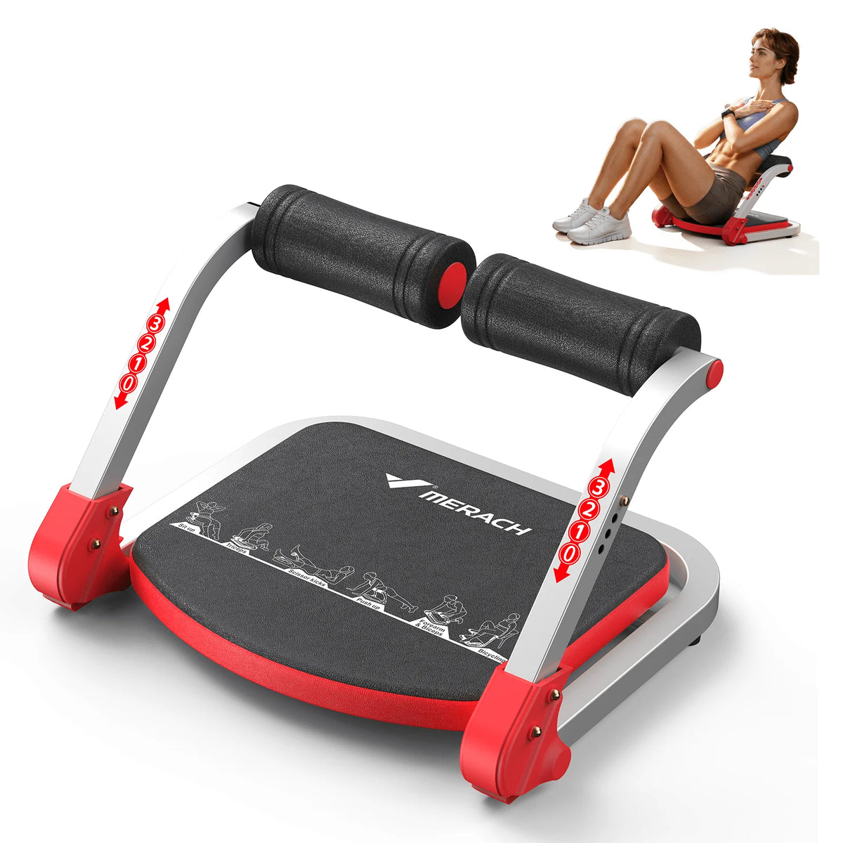 Adjustable Ab Crunch Machine With Automatic Rebound For Home Gym