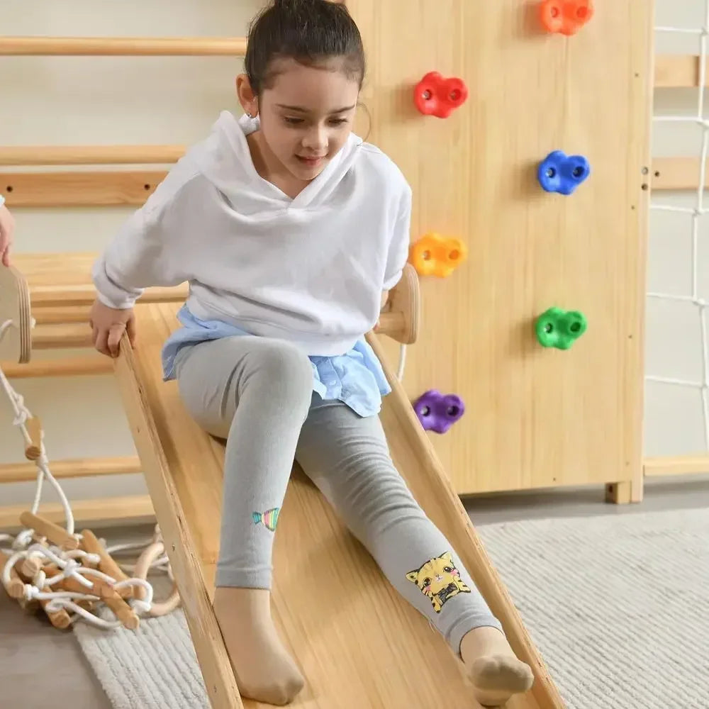 Versatile Wooden Ladder Gym With Climber And Pull Up Bar