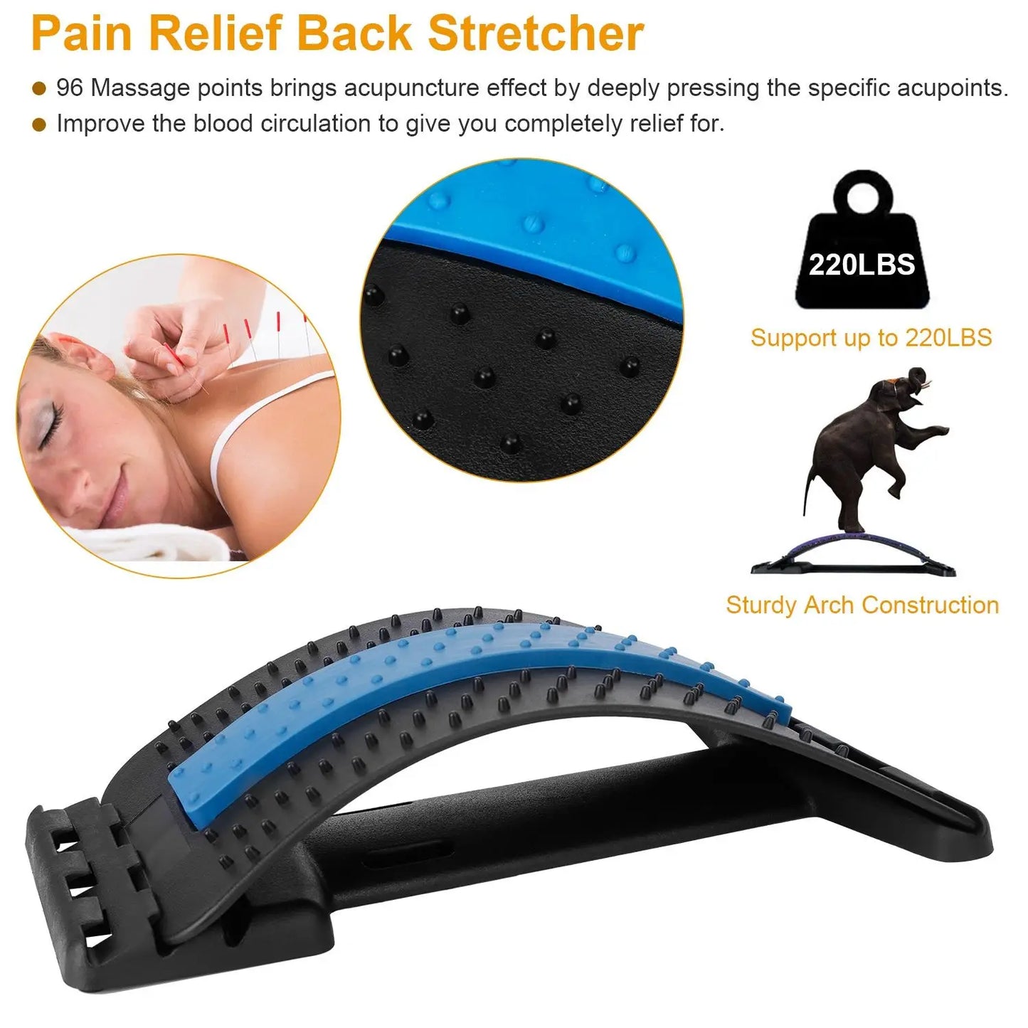 Back Stretcher With 96 Massage Protrusions For Posture Relief