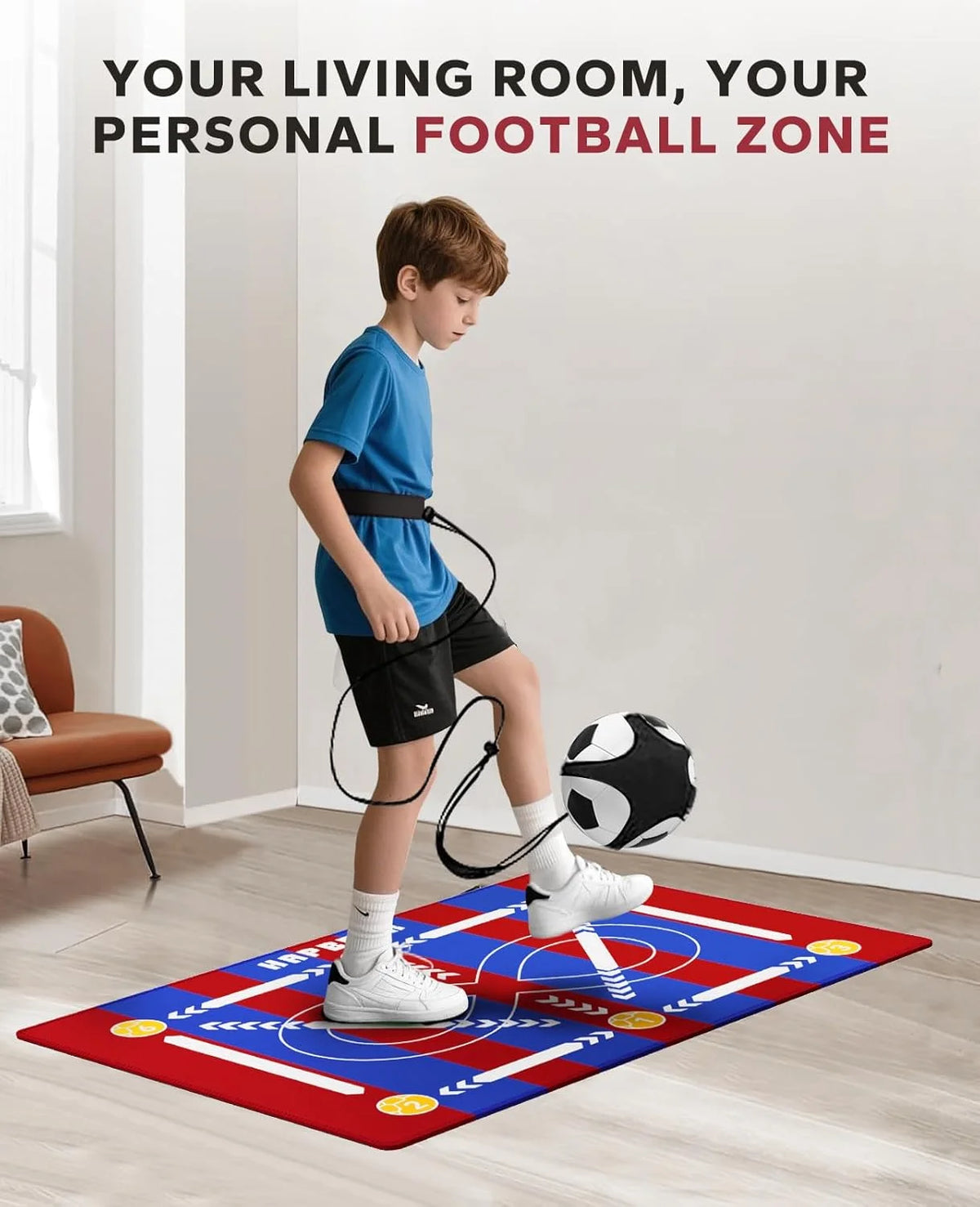 HAPBEAR Soccer Training Mat - 0.2" Thickened Professional Footwork & Ball Mastery Equipment - Anti-Slip Silent Football Practice Mat for Home & Gym - All Ages Speed Agility Trainer