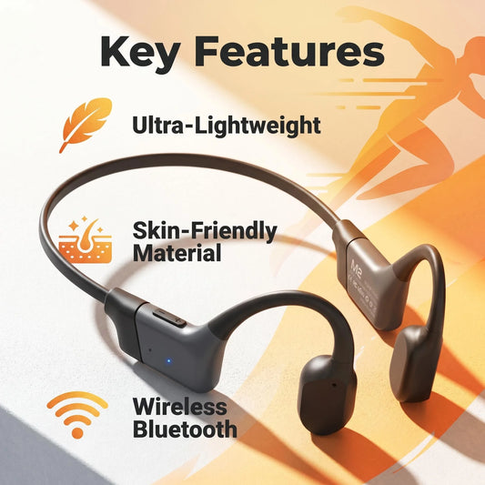 Bluetooth 5.3 Bone Conduction Open-Ear Headphones With ENC Mic 20H Battery