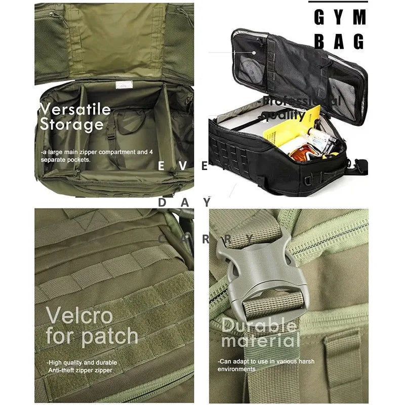 LQARMY 3 Way Duffle Bag With Backpack Crossbody Shoulder